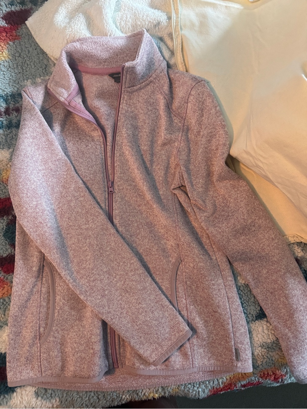 Eddie Bauer Heathered Light Pink full zip jacket